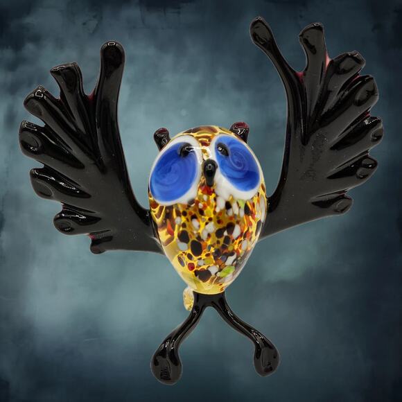 Murano Style Glass Owl Figurine Miniature Hand Blown Colorful Art Sculpture - Picture 3 of 8